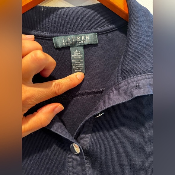 Lauren Ralph Lauren Blue Blouse collared business office casual large new preppy - Picture 6 of 9